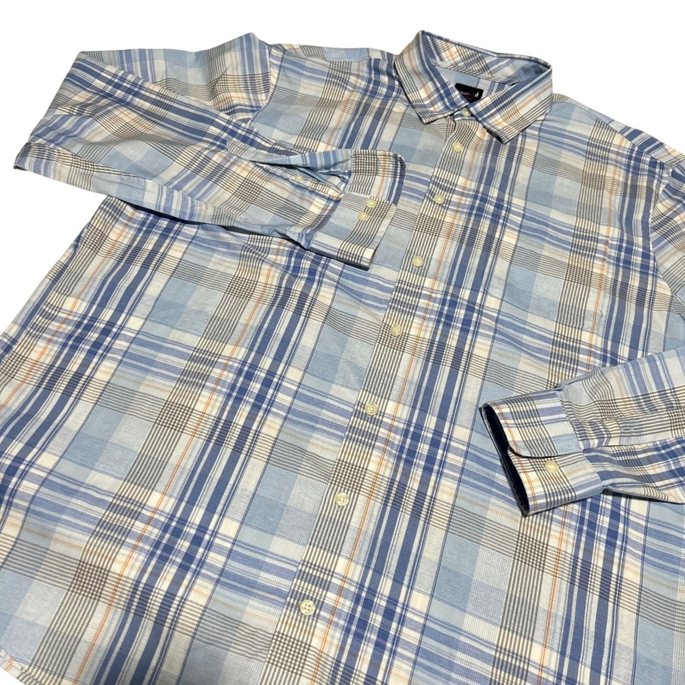 Johnnie-O Button Down Mens XL Blue Plaid Performance Long Sleeve Bamboo Blend